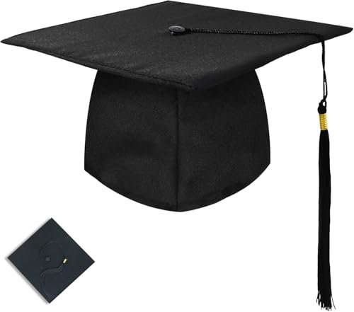 Heanvmyss Graduation Cap Adjustable,Graduation Hat for Adults,Bachelor Graduation Cap with Tassel for High School University Graduation Party Ceremony(Black)