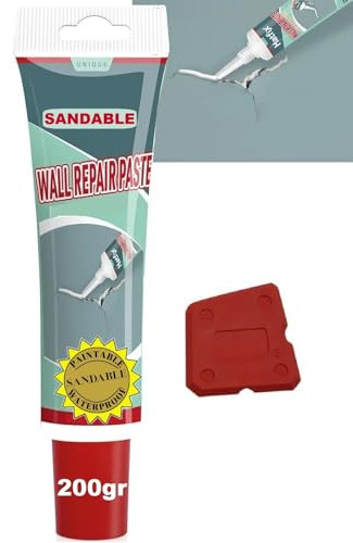 Sandable White Wall Repair Kit - 200g Spackling Paste for Filling Holes, Cracks and Gaps - Plaster and Drywall Filler