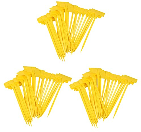 Reinscer Gardens Planting Tools 150 Pcs Bonsai Plastic Plant Labels Garden Labels T-Type Upturned Garden Tags Upturned Yellow