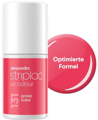 alessandro Striplac UV-Nagellack Gossip Babe - Deckend & Kratzfest bis zu 15 Tage - Leichtes Auftragen - Schonende Abziehtechnologie - Vegan - Pink, 6,5ml