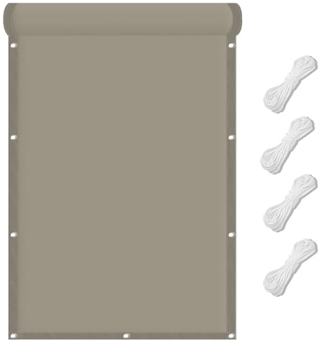 Sonnensegel Wasserabweisend 145 x 270 cm PES Windschutz Balkon Sichtschutz Uv-Schutz-Polyestergewebe mit Seil Ideal für Schwimmbäder Partys Und Outdoor-Aktivitäten, Taupe