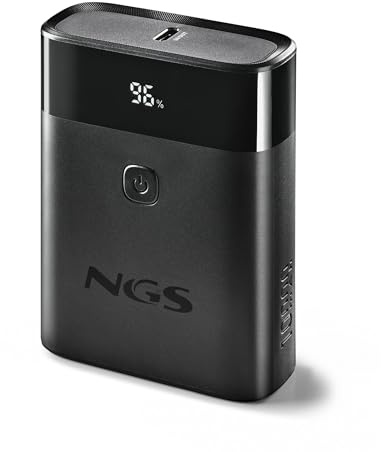 NGS Twix 10 – Portable Charger 10000mAh, 22.5W Fast Charging PD 20W, QC 18W USB-C and USB-A, Precise LED Display, Compact and Lightweight Design, Compatible with iPhone Samsung, Xiaomi, Huawei