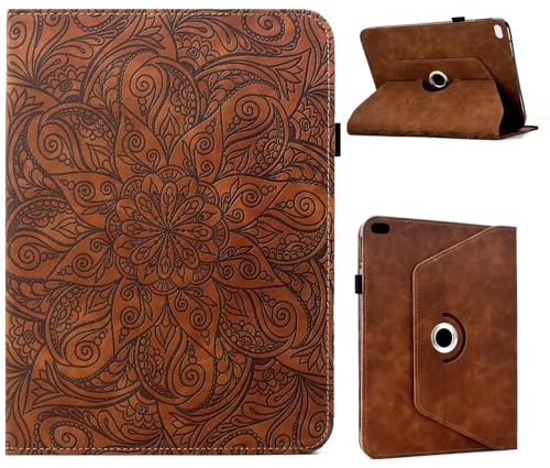 For iPad air/air2 9.7 2017/2018 9.7 Inch 6th/5th Generation 2018 2017 Case Slim PU Leather Stand Folding Folio Cover 360 Degree Rotating Stand Leather Cover Protective Shell and Pocket(Brown)