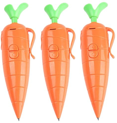 Recording Pen|Carrot Pen, 3PCS 2-in-1 Writing ＆ Voice Recording, Plastic Cute Ballpoint Pens with Clip, Kawaii School Supplies for Kids Student School Gifts