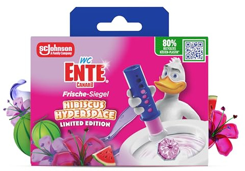 WC-Ente Frische-Siegel Starter-Set (inkl. 1 Nachfüller), körbchenloser WC Spüler, Hibiscus Hyperspace Duft, 36 ml