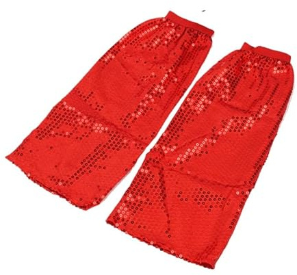 YKAFADE Pailletten Stulpen für Damen - 1 Paar Stulpen Glitzer Pailletten Beinstulpen Beinlinge 70s Abba Kostüm Disco Outfit Beinwärmer Kniestrümpfe für Karneval, Mottoparty Fasching -Rot