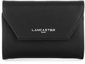 Lancaster | Smooth - Portefeuille Dos à Dos Refente de Cuir de Vachette Lisse Noir