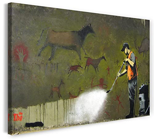 Leinwand (120x80cm): Banksy - Mann entfernt uralte Wandbemalung Desaste