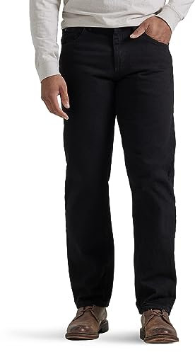 Wrangler Authentics Herren Klassische Baumwolljeans mit 5 Taschen und Lockerer Passform Jeans, Schwarz, 30W / 34L