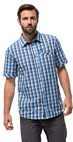 Jack Wolfskin Herren Napo River Shirt Hemd, Night Blue Checks, S