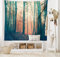 ABAKUHAUS Wald Wandteppich und Tagesdecke, Herbst-Waldwald aus Weiches Mikrofaser Stoff Waschbar ohne Verblassen Digitaldruck, 230 x 140 cm, Dunkelgrün Korallenrot