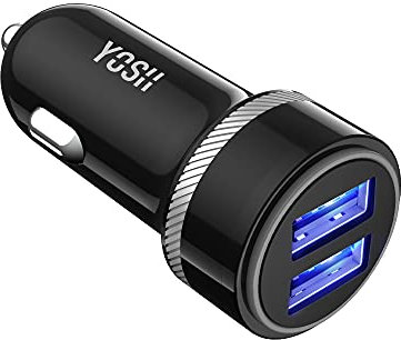 YOSH USB C Car Charger with 24W Ultra-Compact Dual Port, Fast Charge Cigarette Lighter USB Adapter, in Car Charger 2 Ports Adapter for iPhone 16 15 14 13 12 Pro Max Samsung Huawei