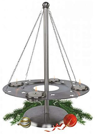 Edelstahl Adventskranz Kerzenhalter für 4 Teelichter Teelichthalter Kranz Weihnachten Deko Hängeleuchter Kerzen Advent Kerzenständer Silber Winter Dekoration