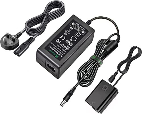 Gonine AC-PW20 AC Power Adapter NP-FW50 Dummy Battery Kit for Sony Alpha ZV-E10 A7 A7R A7S A7II A7RII A7SII A6500 A6400 A6300 A6100 A6000 A5100 A5000 RX10 II III IV NEX-3 5 7 Camera