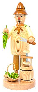 Drechslerei Friedbert Uhlig, Räuchermännchen Nr. 051, Winzer, 25 cm hoch, aus regionalem Holz gedrechselt, echte Handarbeit aus dem Erzgebirge, Weihnachten, Holzkunst, Echtholz