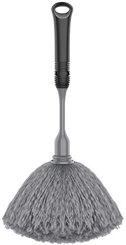 MR.SIGA Microfiber Delicate Duster, Comfortable Non slip Handle, Detachable Washable Duster Head, Grey & Black