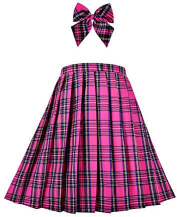 Ragazze Gonna Bambini Uniforme Scolastica Set Rosa Tartan Pieghe Orlo Gonna 7-8 Anni