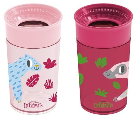 Dr. Brown's Milestones Cheers360 Cup, Pink & Red, 10 oz, 2 PK