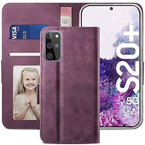 YATWIN Handyhülle Samsung Galaxy S20 Plus Hülle, Klapphülle Samsung S20 Plus Premium Leder Brieftasche Schutzhülle [Kartenfach] [Magnet] [Stand] Handytasche Case für Samsung S20 + Plus 5G, Weinrot