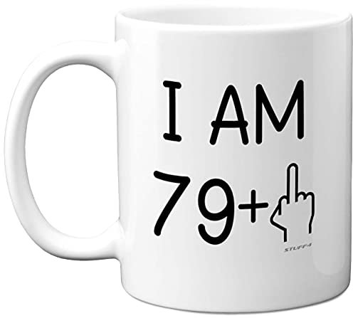 80th Birthday Gifts for Women Men, Rude Novelty Mug Middle Finger, Gag Joke Gifts, Perfect Funny Mugs for Birthday Present, 11oz Premium Ceramic Coffee Mug