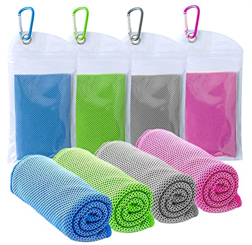 SZELAM Kühlendes Handtuch,EIS-Handtuch,4 Packungen weiches, atmungsaktives,kühles Handtuch,Mikrofaser-Handtuch für Yoga, Fitnessstudio,Training,Sport,Fitness,Laufen,Camping,Wandern(40 x 12)