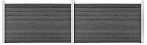vidaXL Zaunelement Set mit Pfosten Sichtschutz Windschutz Zaun Gartenzaun Lamellenzaun Sichtschutzzaun Windschutzzaun WPC 353x105cm Schwarz