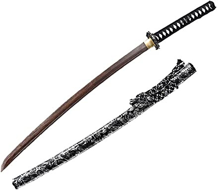 Naturlig katana i rosenträ, handgjord samurajsvärd i trä, 103 cm bockar för display, cosplay-samling och Kendo-träning-I
