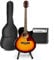 MAX ShowKit Elektro Akustik Gitarre Set mit Verstärker 40 Watt, Gitarrentasche, Gitarrenständer, Gitarrenstimmgerät, Instrumentenkabel, Plektrum und E Akustikgitarre mit Tonabnehmer - Sunburst