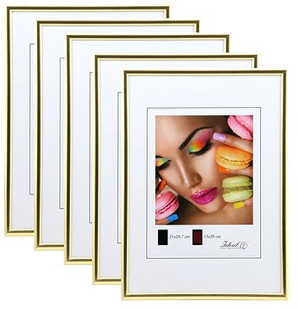 IDEAL TREND New Lifestyle Set Bilderrahmen Wanddeko Collage Poster Rahmen 2er 3er 5er Pack: Farbe: 5er Pack Gold | Format: 50x70