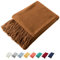 Homiest Dekorativer Strick-Überwurf mit Fransen, leichte Acryl-Strickdecke, weiche und gemütliche Quasten-Decke für Couch, Sofa, Bett (Hellbraun, 127,7 x 152,4 cm)