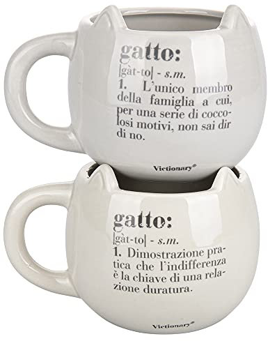 Villa d'Este Home Tivoli Set 2 tazze 400 ml in ceramica, Victionary Cats