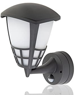 HUBER LED Wandlampe mit Bewegungsmelder 140° 15W, 2250lm I IP54 geschützte LED Außenleuchte mit Bewegungssensor I Wandleuchte innen, Laterne, anthrazit