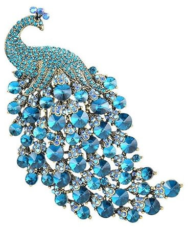 Weenkeey Strass Pfau Brosche Pin Pfauen Feder Brosche Abzeichen Kristall Vogel Brosche Hochzeit Braut Broschen für Kleid Mantel Hemden Hüte