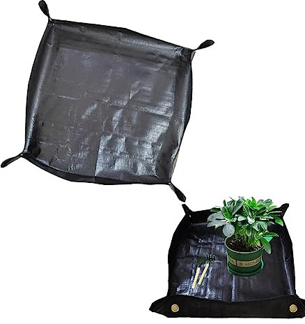 Pflanzunterlage, Faltbar Pflanzmatte, wasserdichte Gartenmatte, Gartenarbeitsmatte, Hochbeet Pflanzsack, für Pflanzen Garten Sämling Umtopf Bodenwechselunterlage, Schwarz, 100 x 100 cm