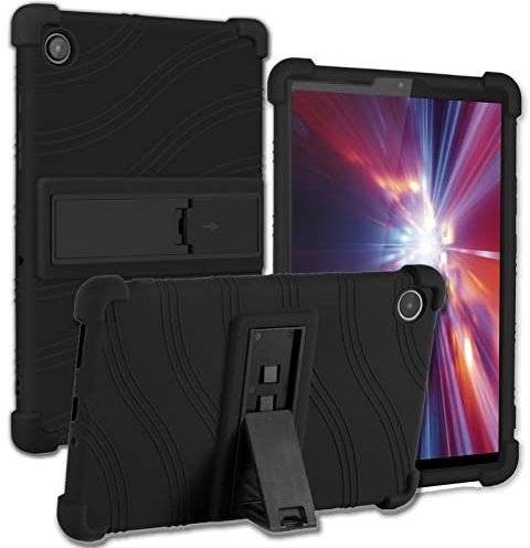 ATOOZ for Lenovo Tab M8 4th Gen Case for Kids (TB300FU/TB300XU),Lenovo Tab M8 Tablet Case 8.0 inch 2022 2023 Shockproof Silicone with PC Bracket (Black)