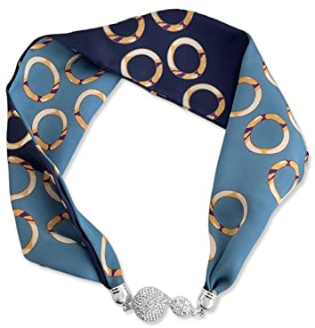 LumiSyne Damen Mode Seidenschal Halskette Bequeme Magnetische Schnalle Mit Bling Strass Kleiner Schmaler Halstuch Dekorative Choker Halskette Kopfschmuck Stirnbänder Haarband Anhänger Schal