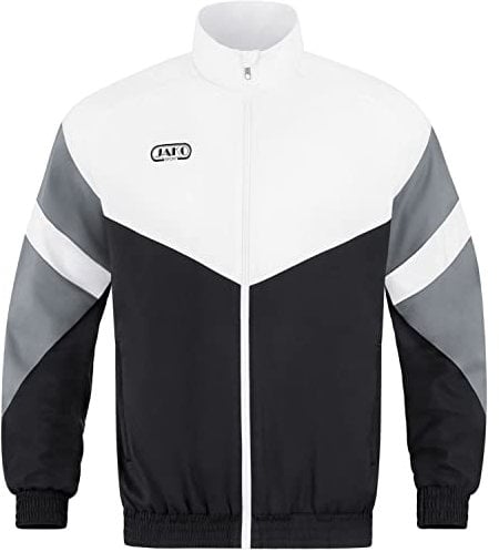 JAKO Herren Freizeitjacke Retro, Schwarz/Weiß/Steingrau, XL