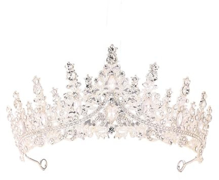 Kristall-Strass-Hochzeits-Tiara für Braut, Hochzeit, Prinzessin, Königin, Krönung, Geburtstagsfeier, silberne Krone, Mädchen und Frauen, Karneval, Party, Urlaub, Feier für Erwachsene
