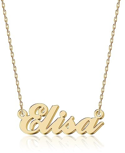 UMAGICBOX Collana con nome personalizzata, placcata in oro 18 carati, 14 caratteri, disponibile in 4 colori, realizzata a mano e confezionata con stile, acciaio inossidabile 316, Nessuna pietra