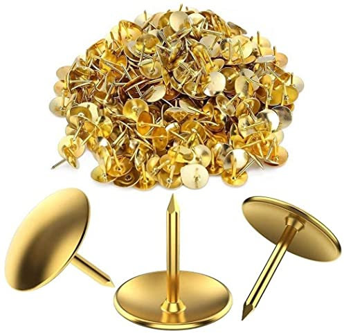Orbitron 300 Brass Drawing Pins - Strong Head Push Cork Board Thumb Tacks Boxed