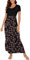 DEARCASE Damen Kurzarm Lose Einfarbig Maxi Sommerkleider Lässige Blumen Lange Kleider mit Taschen, X-Large Gypsophila Black