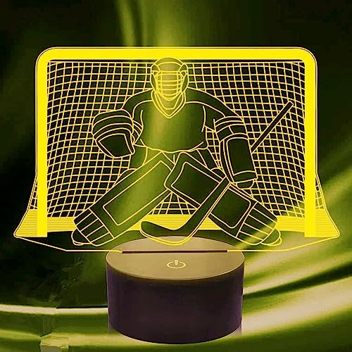 Jinson well 3D Eishockey Spieler Lampe led Illusion licht Nachtlicht, 7 Farbwechsel Touch Switch Tisch Schreibtisch Dekoration Lampen mit Acryl ABS Base USB Kabel Spielzeug