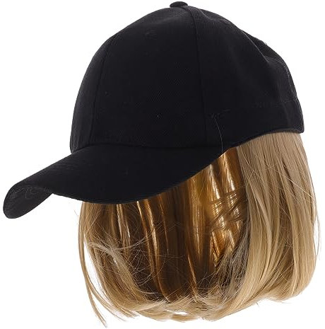 Hut Perücke Goldener Hut Glatte haarperücke Blonde Perücke Perückenhut für Schwarze Frauen Mütze mit Haaren für Frauen Kurze Baseballkappe Haarschmuck für Frauen Haarkappe