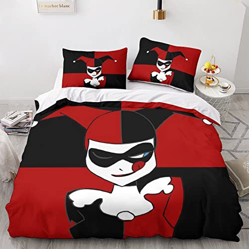 3D Gedruckte Suicide Squad Bettwäsche Set Für King（220x240cm） Harley Quinn Thema Bettbezug Bettwäsche Tröster Teens Erwachsene Jugendzimmer Kinder Dekorative 3-teilige Mit Kissenbezug