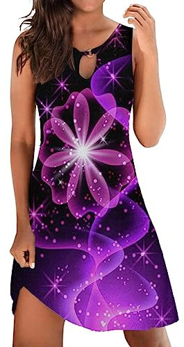 Cocila Vestiti Cerimonia Damigella Vestito Nero Aderente Corto Vestiti Lunghi Estivi Fantasia Abito Lungo Plissettato Elegante Vestiti Corti Ragazza Abbigliamento Bohemien Donna (Hot Pink, S)