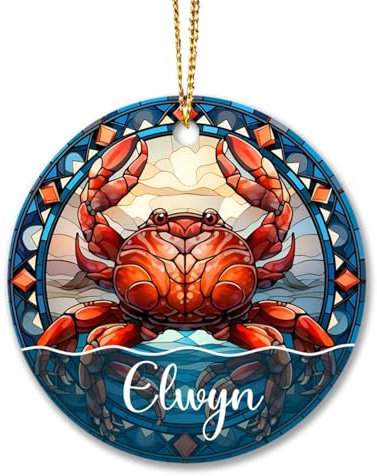 Christbaumschmuck Keramik Weihnachtsanhänger Anhänger Weihnachtsbaumschmuck Hängende Ornamente Weihnachtsdeko Personalisiertes Krabben-Geschenk, Krabbe Meerestier 2023, Meereskrabbe Im