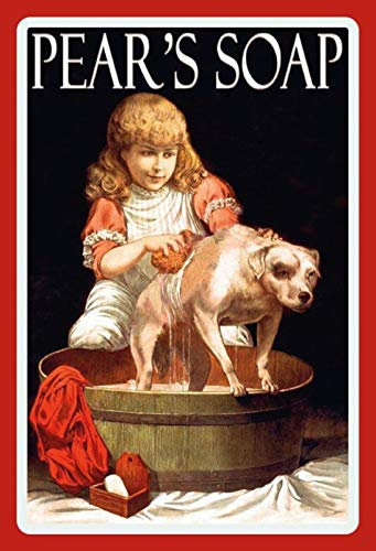 Ontrada Blechschild 30x40cm gewölbt Pears Soap Seife Wanne Hund Retro Schild