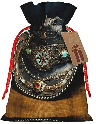 SSIMOO American West Rodeo-Hut, handgefertigte Jute-Geschenktüte mit Kordelzug, perfekte Geschenktüte für Weihnachten und Feiertage