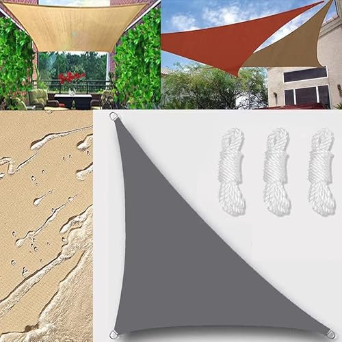 Sun Shade Sail triangle 2x2x2.8m Outdoor Shade Sails Canopy Waterproof Right UV Protection for Garden Patio Block With Rope Shade Sail Kit Gray