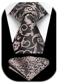 Enlision Grau und Rosa Herren Krawatten Taschentuch Formelle Elegant Paisley Krawatte & Einstecktuch Set Für Hochzeit Party Business